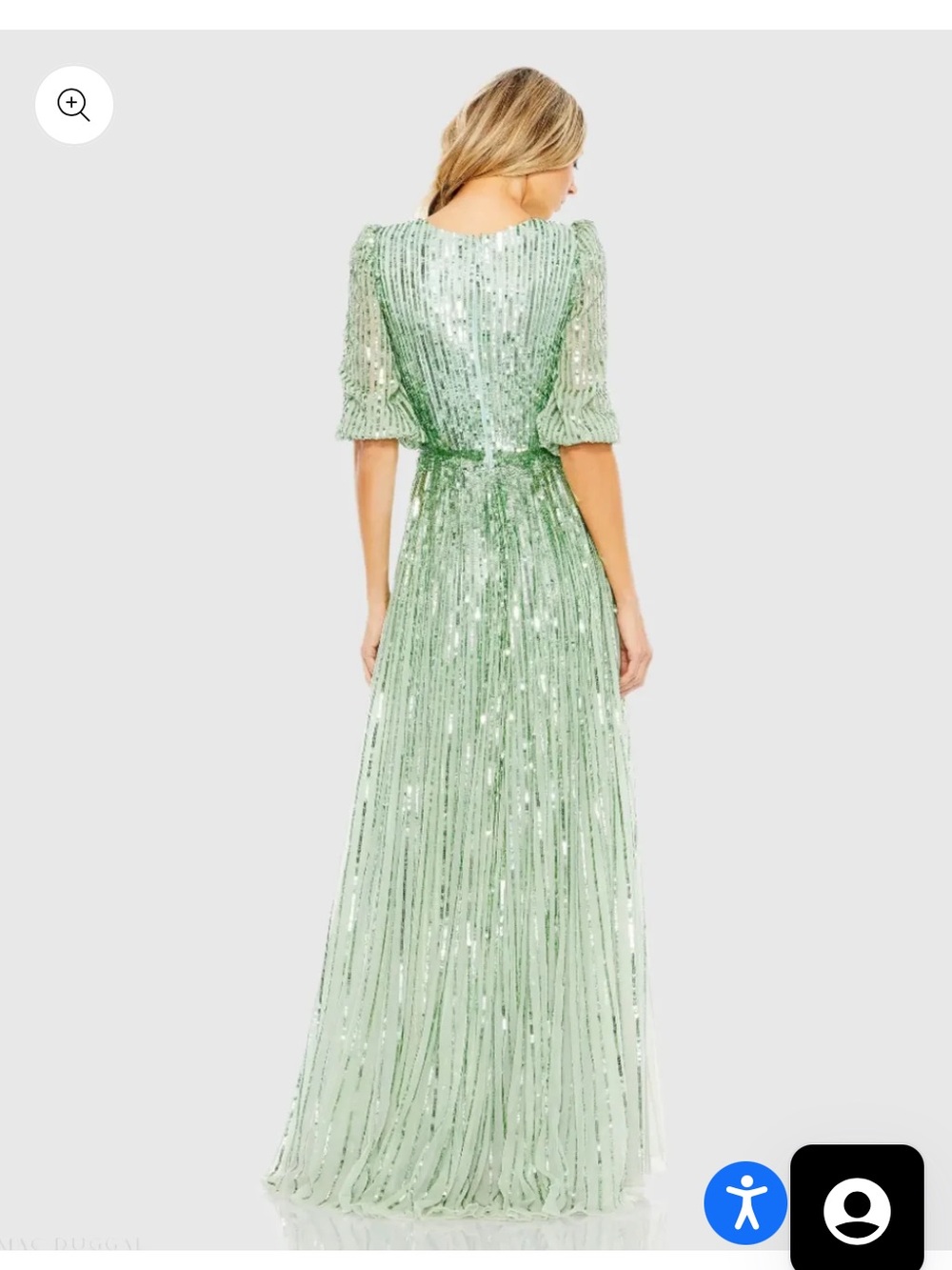 NWT Mac Duggal 5509 Sage Green Sequin V-Neck Ballgown 6 - Picture 3 of 8